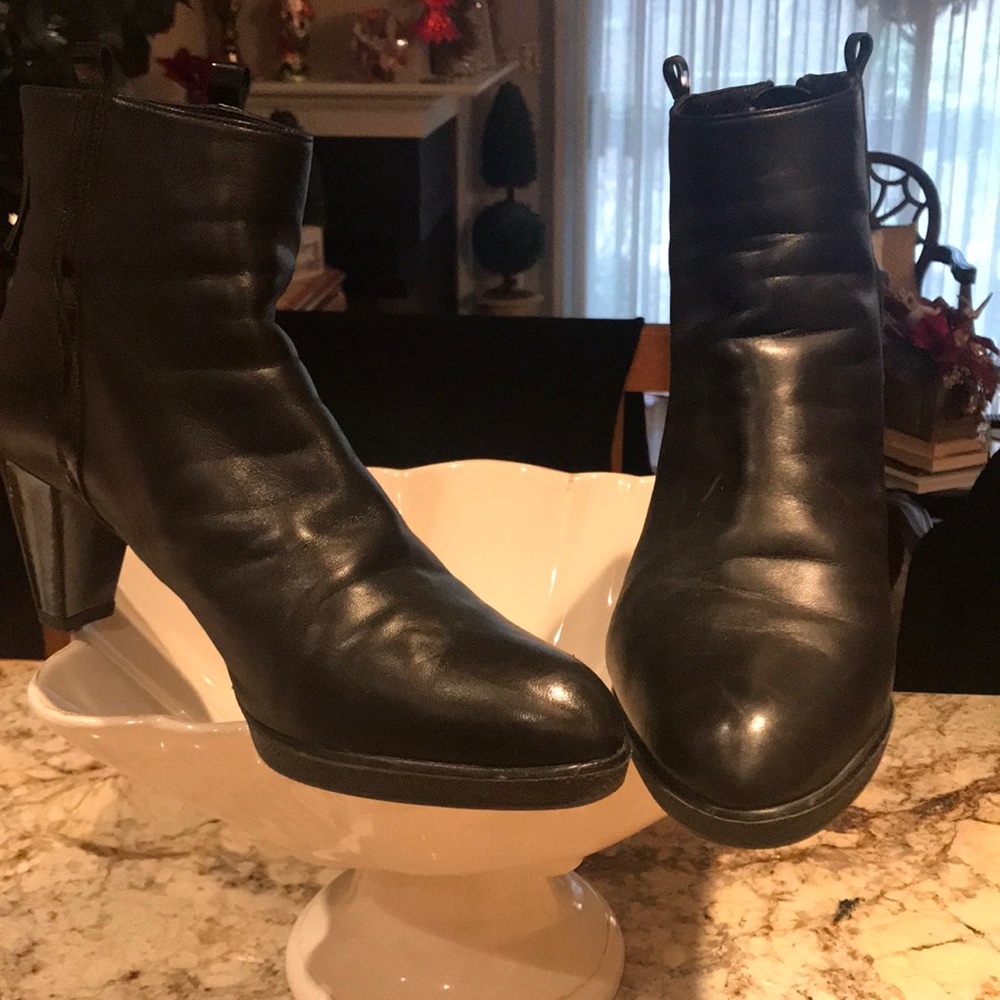 Stuart Weitzman black leather ankle boots.